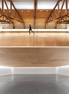 <i>Compass</i> 2009
Suspended wooden drop ceiling, dancers (Raymundo Vega, depicted)
Variable dimensions
Installation view: “Compass” Kurimanzutto Gallery, Mexico, DF
Photo: Michel Zabé Thiria