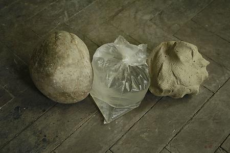 Vanessa Billy
<i>Wait, Sit, Converse</i>, 2009
Natural stone, water, plastic and concrete
Each element approx. 12 x 12 x 12 cm