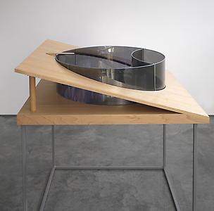 <i>Model for Swimming Pool/Fish Pond, </i>1997
Two-way mirror glass, aluminium, acrylic sheet, decals
31.8 x 106.7 x 106.7 cm
