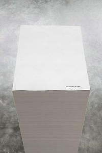 Ceal Floyer, <i>Page 11,083 of 11,083,</i> 2010, 11,083 pages of A4 paper, h. 125 cm