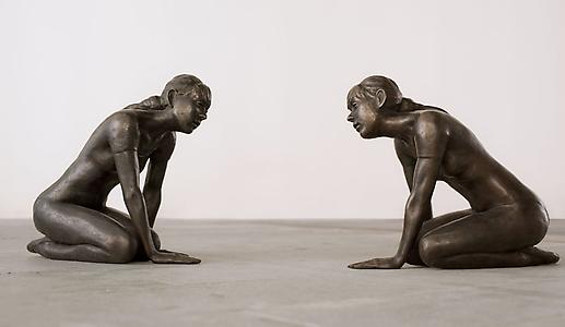 Ryan Gander
<i>Out of sight (all on my own)</i>, 2011
2 Bronze sculptures, two blue cubes and two empty plinths
Detail
est size 45(h) x 35(w) x 40(d) each (sculptures)
blue cube - 35cm2, 2 plinths 45 (h) x 25 (w) x 25 (D) cm