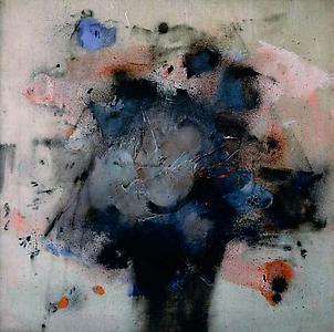 John Latham
<i>Untitled, </i>1956
Emulsion and sprayed paint on unprimed canvas
66 x 66 cm