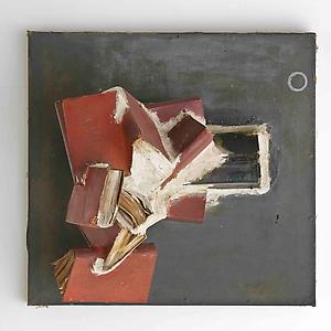 John Latham
<i>Manningtree, </i>1963
Books in plaster on board
69 x 65 x 51 cm