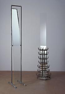 Richard Wentworth
<i>Ifs and Buts,</i> 2005
Galvanised Steel with mirror (two parts)
Steel: 44cm dia x 210cm
Glass: 35 x 50 x 230cm