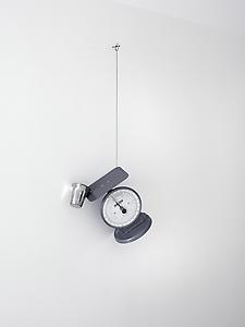 Richard Wentworth
<i>Twain, </i>1992
Painted & stainless steel,plastic, cable
89 x 35 x 26 cm