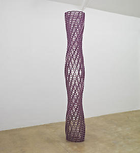 Loom, 2008
Anodized aluminum bricks and steel cable
Height 275 cm; ellipse 43 cm x 32 cm