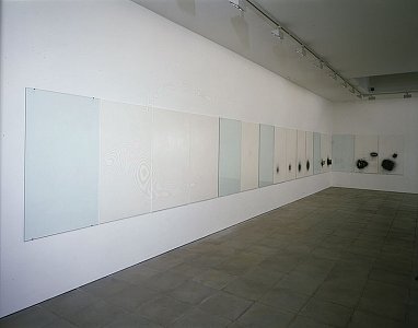 John Latham
<i>Story of RIO, </i>1983
Plastic, glass, books, plaster, metal fittings, spray paint
150 x 85 cm