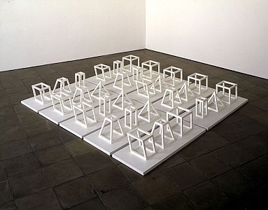 Sol LeWitt
<i>Geometric Structures,</i> 1979
Painted hardwood with plywood bases
365 x 320 x 35 cm