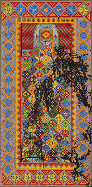 <i>Offensive/Defensive</i>
2008
glass beads on aluminum panel
72 x 36 inches (182.9 x 91.4 cm)