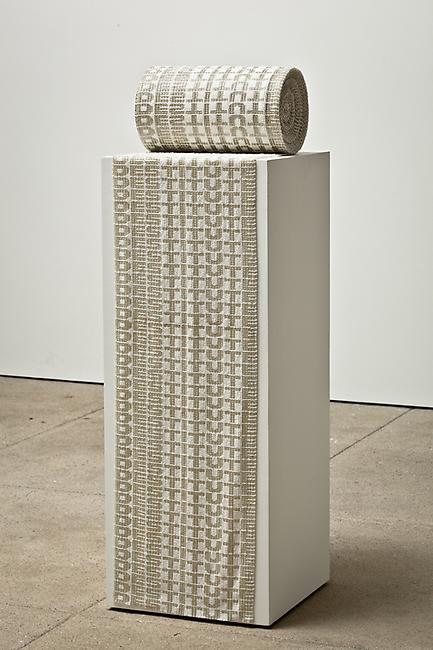 <i>Roll call</i>, 2008-2010
glass beads, cotton
(diameter) 12 x 7 inches
(pedestal) 36 x 14 x 14 inches