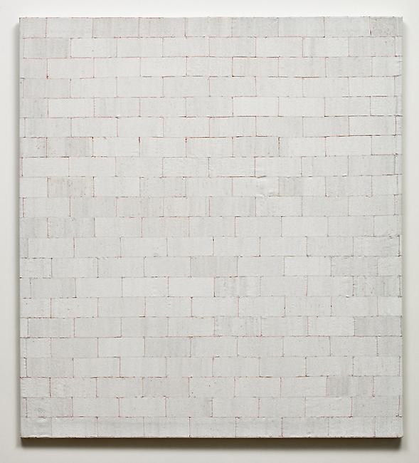 <i>Block</i>, 2010-2011
glass beads, cotton, stretcher frame
56 x 51 x 1/8 inches