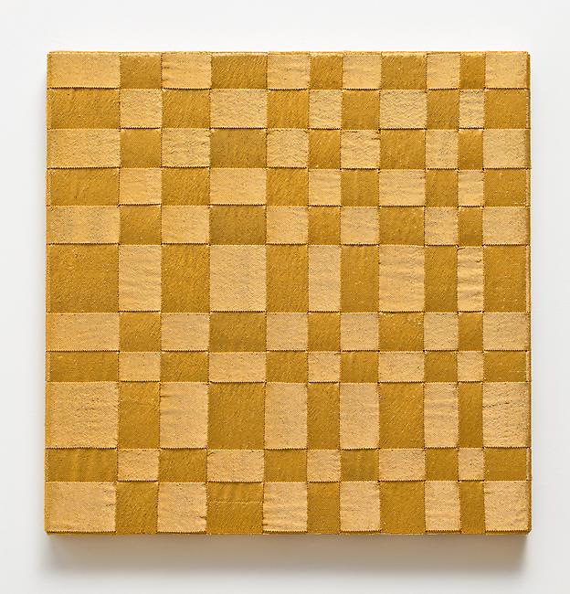 <i>Win Win</i>, 2010-2011
24 karat gold-plated beads, cotton, stretcher frame
23 x 23 1/4 inches