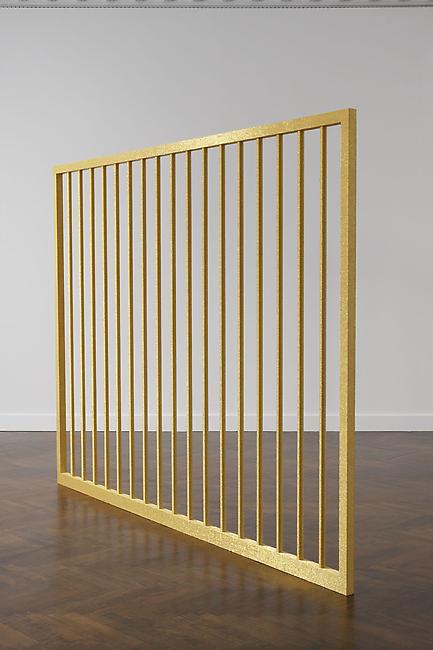 <i>Barricade</i>
2007-2008
24 karat gold-plated beads, aluminum
88 x 108 x 3 inches (223.5 x 274.3 x 7.6 cm)
1/ 2