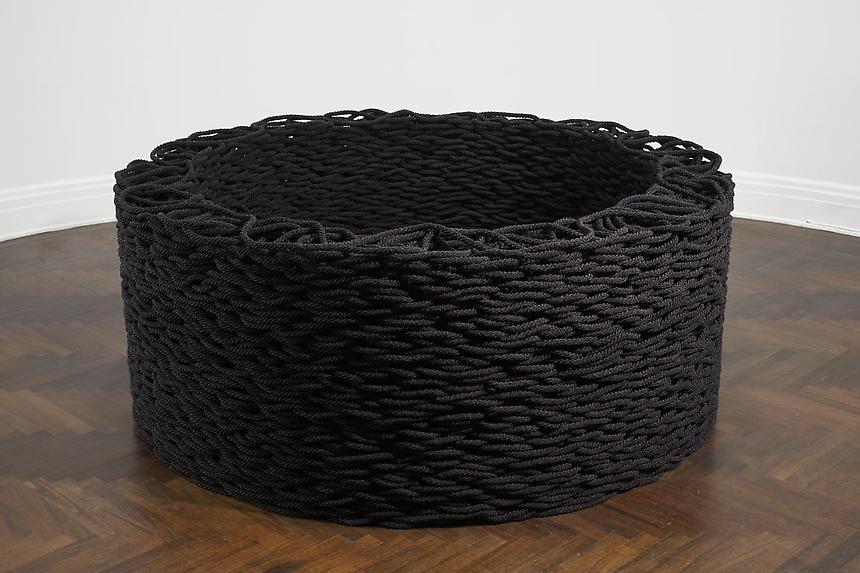 <i>Continuous Mile</i>
2007-2008
cotton, glass beads
3/4 x 3/4 x 360 inches (1.9 x 1.9 x 914.4 cm)
31 x 77 inches (78.7 x 195.6 cm) installed
1/2