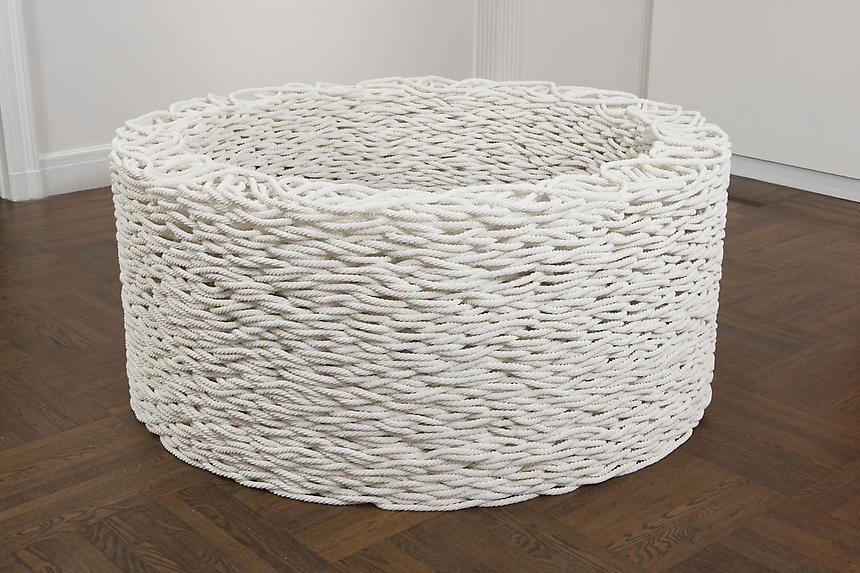 <i>Continuous Mile</i>
2007-2008
cotton, glass beads
3/4 x 3/4 x 360 inches (1.9 x 1.9 x 914.4 cm)
31 x 77 inches (78.7 x 195.6 cm) installed
1/2