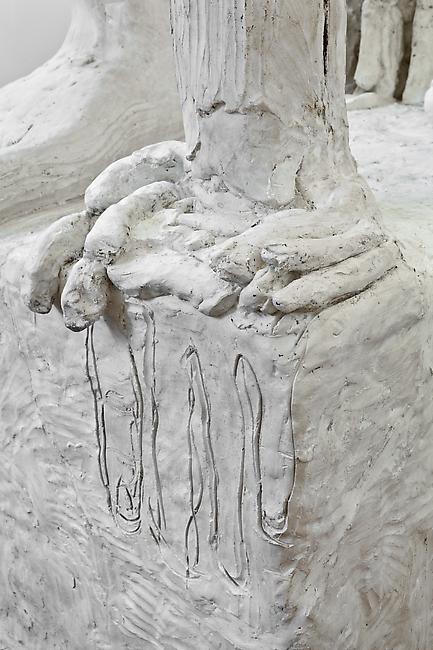 <i>Study (Hands-Feet II) Waking</i>, (detail), 2011
Tuf-Cal, hemp, iron rebar
66 1/2 x 41 1/2 x 70 inches
