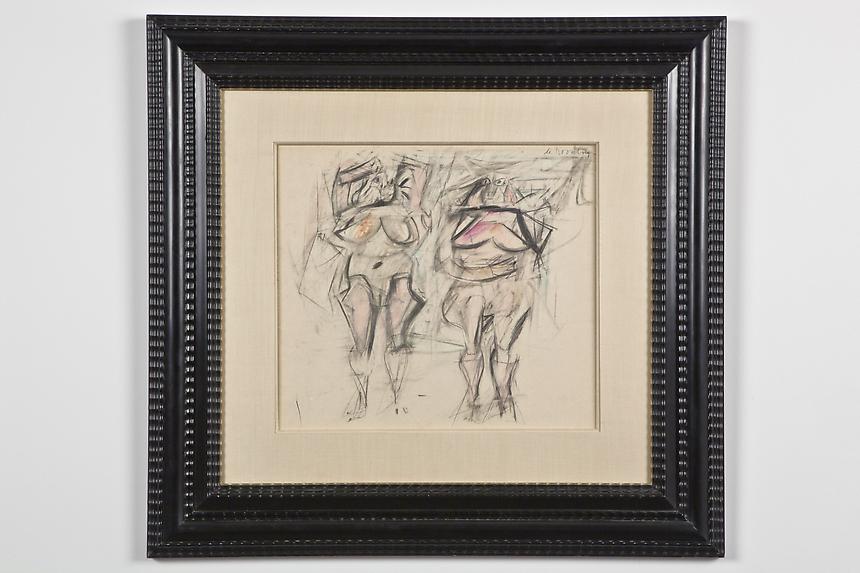 <b>Willem de Kooning</b>
<i>Two Women II</i>, c.1952
graphite and colored pencil on paper laid down on board
14 1/4 x 15 3/4 inches