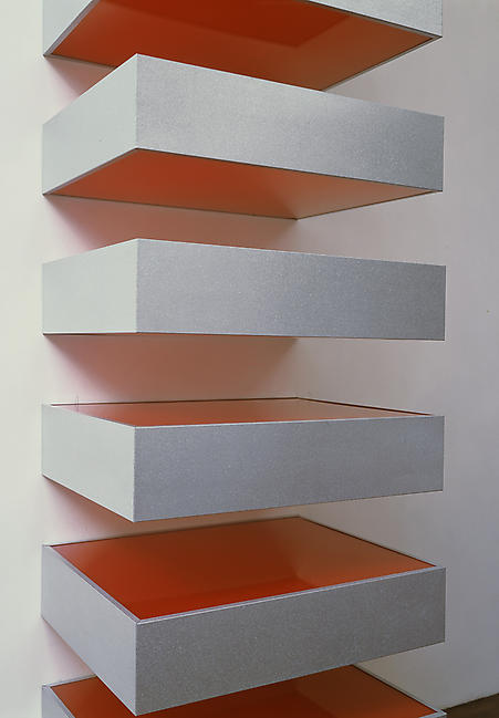 <i>Untitled (79-40 Bernstein)</i>
1979
galvanized iron and red plexiglas
10 units, each unit: 9 x 40 x 31 inches