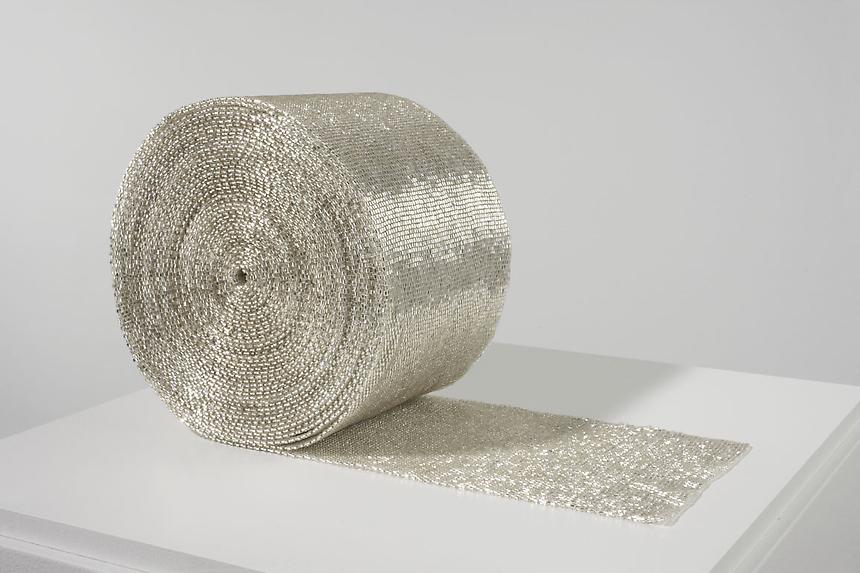 <i>Roll</i>
2007-2008
cotton and glass beads
6 5/8  x 6 5/8 x 4 3/4 inches (16.8 x 16.8 x 12.1 cm)
1/3 + 1 AP