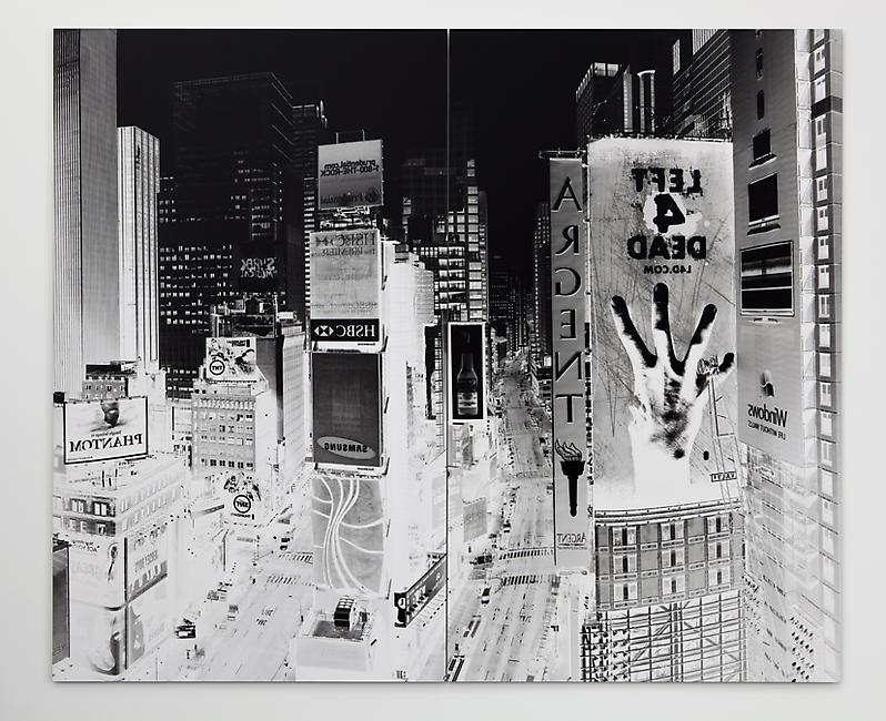 <i>Times Square New York 5 October 2008</i>, 2008 
Unique camera obscura silver gelatin print 
92.7 x 111.6 inches (236 x 284 cm) (Diptych)