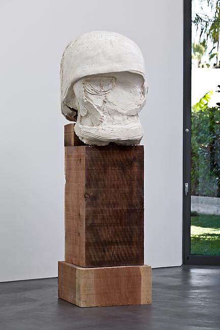 <i>Lamp/Head</i>, 2010
Tuf-Cal, hemp, iron rebar, redwood
Head: 38 x 30 x 23 inches
Base: 50 x 24 x 24 inches