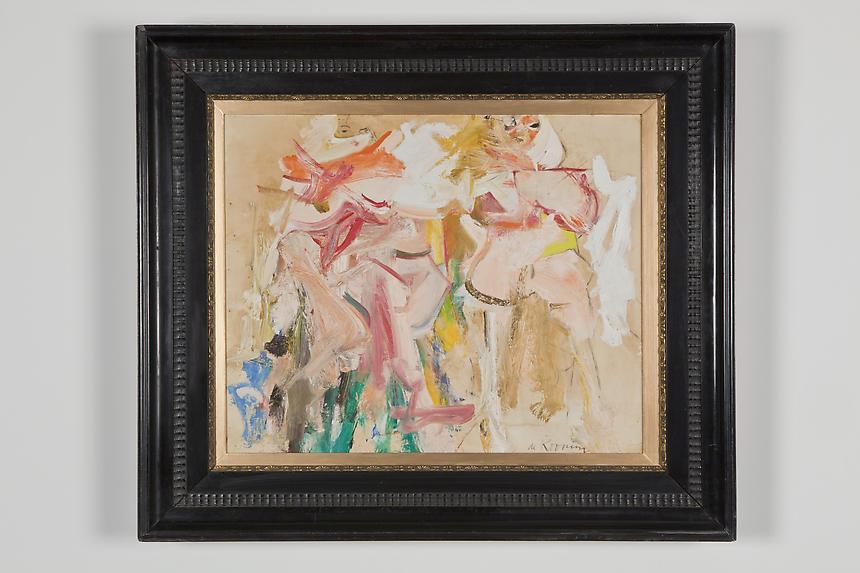 <b>Willem de Kooning</b>
<i>Two Women (Study for Clamdiggers)</i>, 1961-62
oil on paper laid down on masonite
23 x 28 1/2 inches