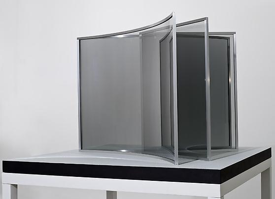 <b>Two V's</b>, 2009
2-way mirror glass, aluminum, MDF, acrylic
27 1/2 x 42 1/8 x 42 1/8 in. ( 70 x 107 x 107 cm )
Inv#12346 Image