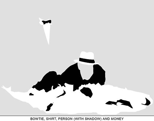 <b>Sediment (Part Two): Bowtie, Shirt, Person (With Shadow) and Money</b>, 2010 Image