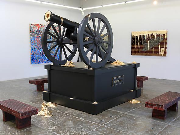 Fallout,2013 / Acrylic, MDF, Plaster, Gold Leaf / Dimensions Variable