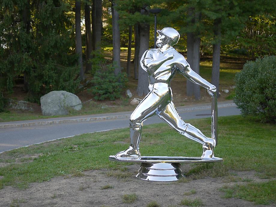 Male baseball #1, 2009
3-D digital Scan, CNC Sculpting, bronze and chrome / ed. of 3 + 2 APs / 84 x 65 x 29 in.