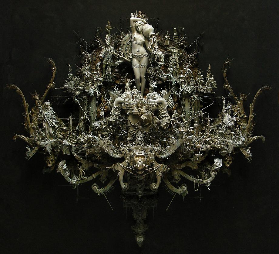 Kris Kuksi / The Arousal of De-evolution, 2012 / Mixed media assemblage / 36 x 34 x 10"