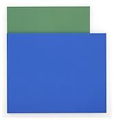 <i>Blue Relief Over Green</i>
2004
Oil on canvas, two joined panels
80 x 74 x 2 3/4 inches; 203 x 188 x 7 cm