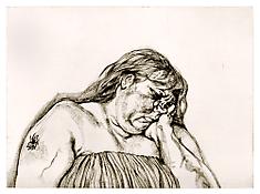 Lucian Freud
<i>Woman with an Arm Tattoo</i>
1996
Etching on White Somerset Textured Paper
Plate: 23 1/2 x 32 1/4 inches; 60 x 82 cm
Sheet: 27 3/4 x 36 1/4 inches; 71 x 92 cm
