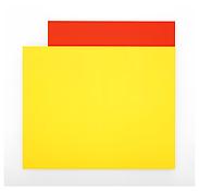 <i>Yellow Relief Over Red</i>
2004
Oil on canvas, two joined panels
80 x 83 x 2 3/4 inches; 203 x 211 x 7 cm