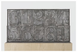 <i>0 - 9</i> (recto)
2008
Aluminum
20 3/8 x 38 1/4 x 1 1/4 inches; 52 x 97 x 3 cm