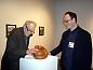 Peter Schjeldahl and Matthew Marks with Ken Price sculpture, <i>Lumbo</i>, 2008.