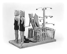 Edgar Tolson
<i>Barring of the Gates (from The Fall of Man series)</i>
1970
Carved wood with glue, paint, graphite and ink
15 1/2 x 9 3/8 x 18 3/4 inches; 39 x 24 x 48 cm