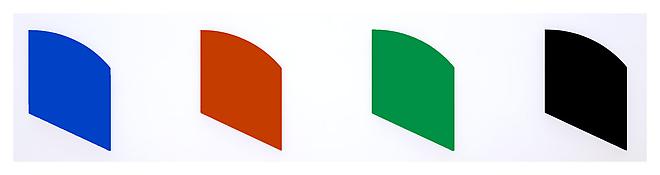 <i>Blue Red Green Black</i>
2004
Oil on canvas, four panels
Each: 59 1/2 x 40 inches; 151 x 102 cm
Overall: 59 1/2 x 295 inches; 151 x 749 cm