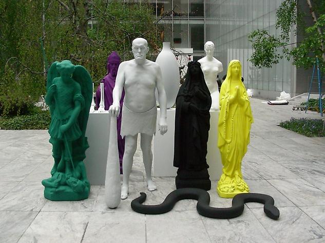 Katharina Fritsch's <i>Figurengruppe / Group of Figures</i>, currently installed at Museum of Modern Art.