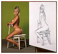 Mel Ramos
<i>The Drawing Lesson #1</i>
1986-87
Oil on canvas
56 x 60 inches; 142 x 153 cm