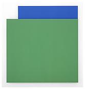<i>Green Relief Over Blue</i>
2004
Oil on canvas, two joined panels
80 x 74 x 2 3/4 inches; 203 x 188 x 7 cm