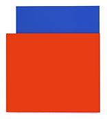 <i>Red Relief Over Dark Blue</i>
2004
Oil on canvas, two joined panels
80 x 70 x 2 3/4 inches; 203 x 178 x 7 cm