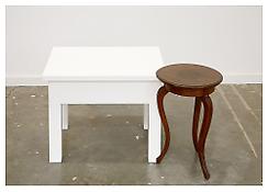 <i>A New Table With a Three Legged Table</i>
2008
Maple with oil enamel paint, found table
18 x 33 1/4 x 23 inches; 46 x 85 x 58 cm