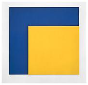 <i>Yellow on Blue</i>
2001
Oil on canvas, two joined panels
77 x 80 x 2 5/8 inches; 196 x 203 x 7 cm