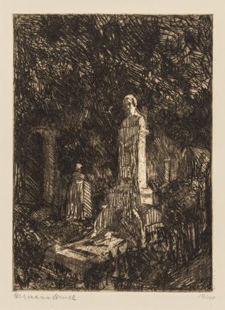 Hermann Struck 
Grave of Heinrich Heine, Paris, 1906
Etching
5.83 by 8.03 inches
(14.8 by 20.4 cm)
Framed: 13 3/4 x 17 3/4 inches
Edition 37 of 150