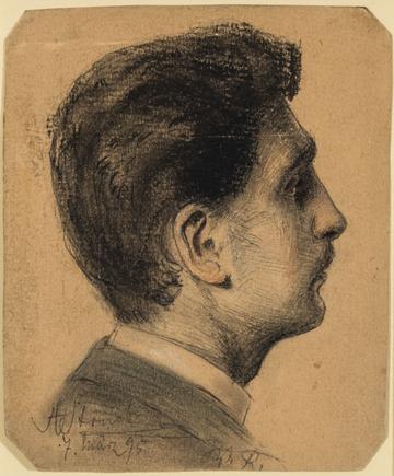 Hermann Struck
Self Portrait
Crayon on paper
3.98 by 4.72 inches
(10.1 by 12 cm)
Framed: 12 1/2 x 13 1/2 inches
(Inv# HS3100)