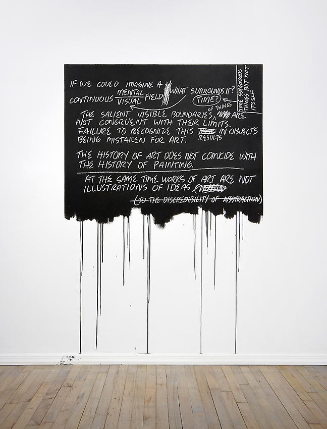 Mel Bochner<br />Recopy (If We Could Imagine)<br />1969 / 2008<br />chalk on paint on wall<br />Installation, Peter Freeman, Inc.<br />