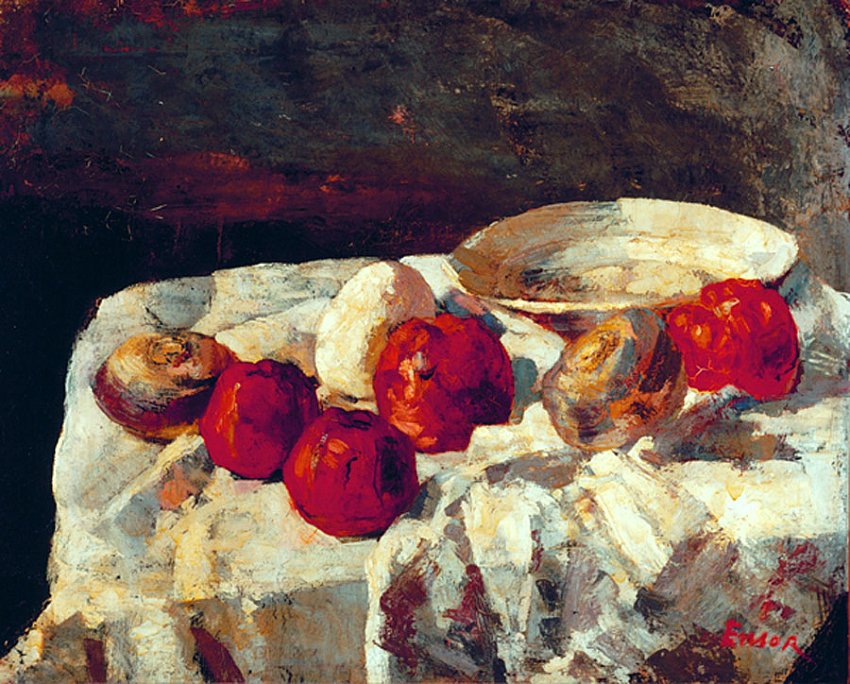 James Ensor<br />Les pommes rouges (The Red Apples)<br />	1883<br />