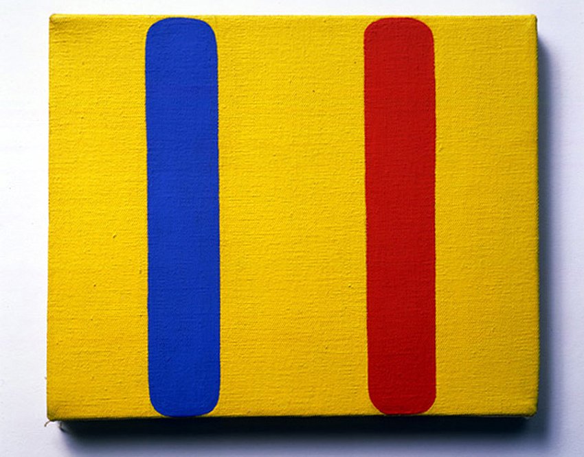 Ellsworth Kelly<br />Red Blue Yellow<br />1963<br />oil on canvas<br />8 x 10 inches (20.3 x 25.4 cm)<br />