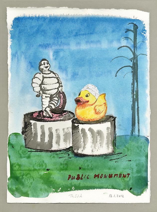 Thomas Schütte<br />Public Monument<br />2012<br />20 ink on paper works, each framed<br />each sheet: 15 3/8 x 11 1/2 inches<br />(39.2 x 29.2 cm)<br />